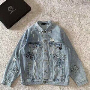 Chrome Hearts Cross Leather Denim Jacket